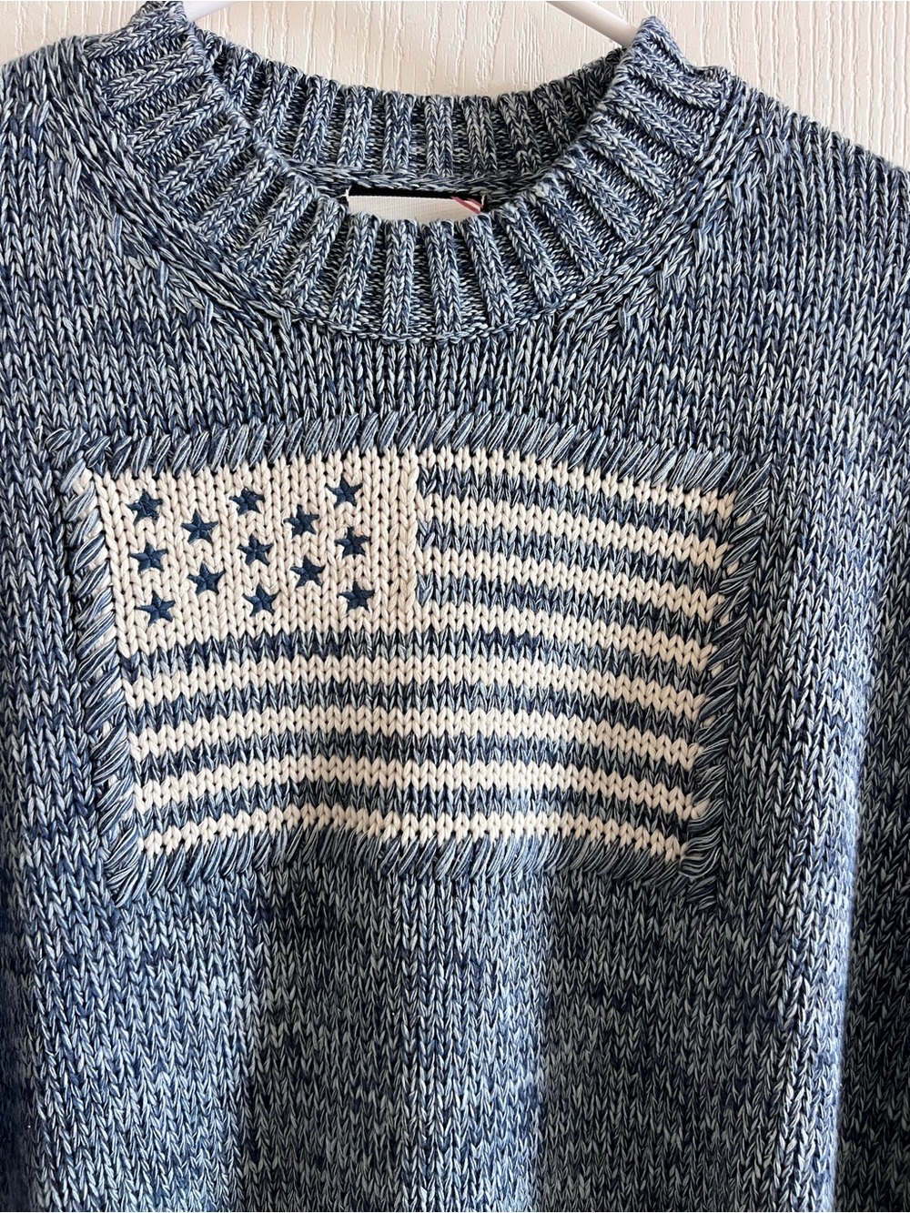 TUCKERNUCK Marled Blue Cotton Americana Flag Sweater - Picture 8 of 15